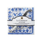 Moroccan Blue Cocktail Napkin Set of 20 with Mini Cheese Knife